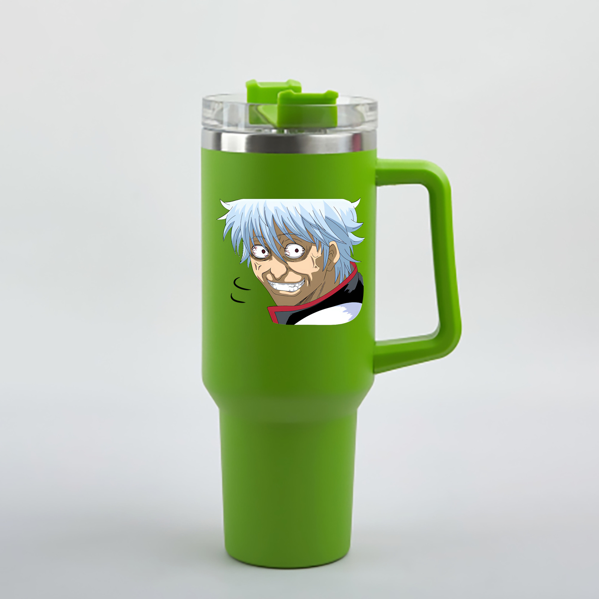 （画像用） ぎんたま 坂田銀時（さかたぎんとき） 神楽 志村新八（しむら しんぱち） GINTAMA Sakata Gintoki Kagura Shimura Shinpachi 1200mL車用タンブラー - クリスタルステッカー（プラスチックストロー付き）